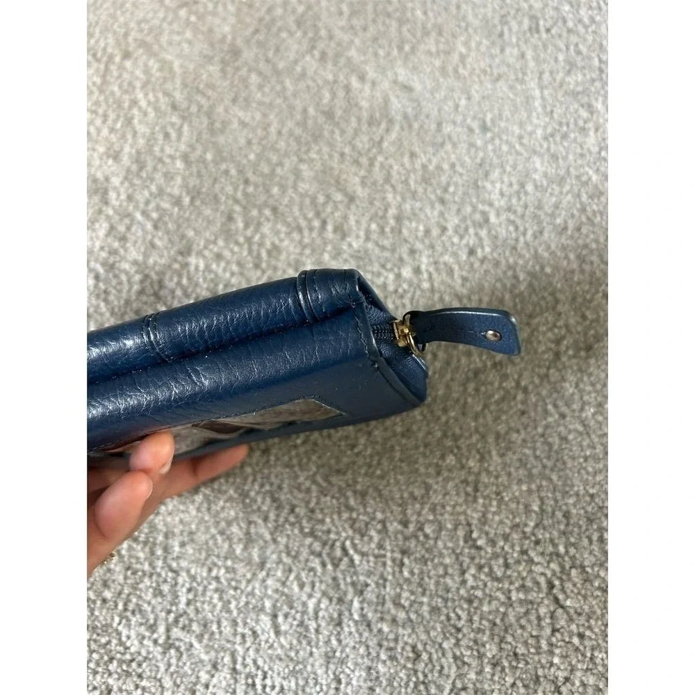 Unbranded Unisex Slim Fold Wallet Blue Leather Credit Card Holder